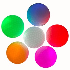 Sort Golf Balls, Set of 6, 12, Illuminated, LED Light, Colorful, Outdoor Sports, Flash Balls, Night Golf, Night Golf (Pink, Set of 6)