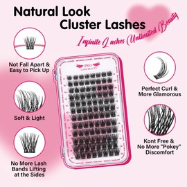 Lash Clusters, 96 Pcs Individual Lashes Natural Look Cluster Lashes DIY Lash Extension 8-16mm Eyelash Clusters Wispy Natural Lashes Super Thin Band Reusable(Uncluttered,C-8-16mix)