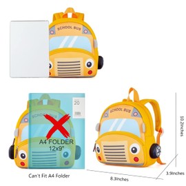 Toddler Backpack for Boys & Girls Cute Animal Design Soft Neoprene Lightweight Mini Kindergarten Preschool Backpack for Toddler Kids(School Bus)