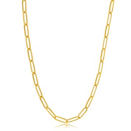 Evegfts 18K Gold Plated Paperclip Chain Necklace, 4MM Paperclip Necklace Gold Chunky Necklace Paperclip Chain Necklace for Women Men Jewelry for Women Men Super Stury Paperclip Chain 26 Inch