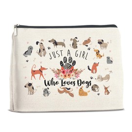 YeleY Dog Lady - for Dog Mom Dog Lovers - Dog Lovers Gift Makeup Bag for Daughter Granddaughter Sister Teen Girl - Just a Girl Who Loves Dogs Cosmetic Bag Makeup Zipper Pouch