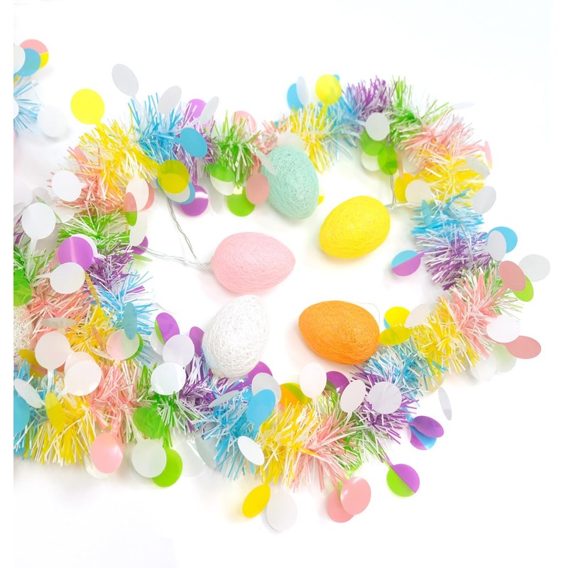 Easter Garland Lighting Decor Glitter Tinsel Spring Garland 6Ft 10