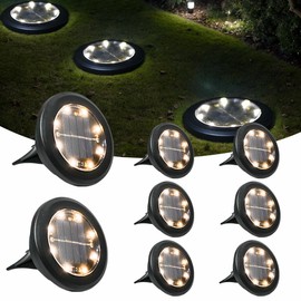 Hqynss Hqynss Solar-Bodenleuchten, 8er-Pack LED-Solar-Gartenleuchten, IP65-Solar-Gartenleuchten wasserdicht, warmes Farblicht, geeignet fr Garten, Grundstck, Gras usw