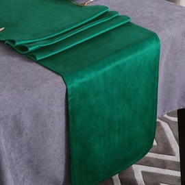 WAITER TREE Velvet Table Runner Washable Dresser Scarf Luxury Rustic Farmhouse Table Runners for Home Dining Coffee Table (Emerald Green, 35 x 300cm)