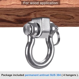 SELEWARE Set of 4 Ceiling Hooks, Swing Hooks, Heavy Duty Stainless Steel, Swing Hooks for Wooden Beams, Playground, Yoga, Hammock, Rope, Tyre, Loom, Sandbag, Punching Bag, Porch Swing Set