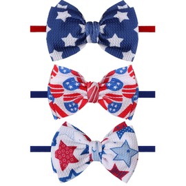 QFV 4.5" Baby Girl Bows 3 Pack Soft Headband High Stretchy Hairbows Newborn Toddler