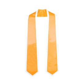 GradClassical Plain Graduation Stole Classic End With Trim Unisex Adult 72"(Gold+White)