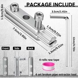 Moxweyeni 4 Pcs Broken Pipe Extractor Tool for Damaged Bolt and Faucet Removal, Removes Rusted/damaged Faucet Bolts & Pipe Threads, Broken Removal Tool for 1/2", 3/4", 1" Pipes