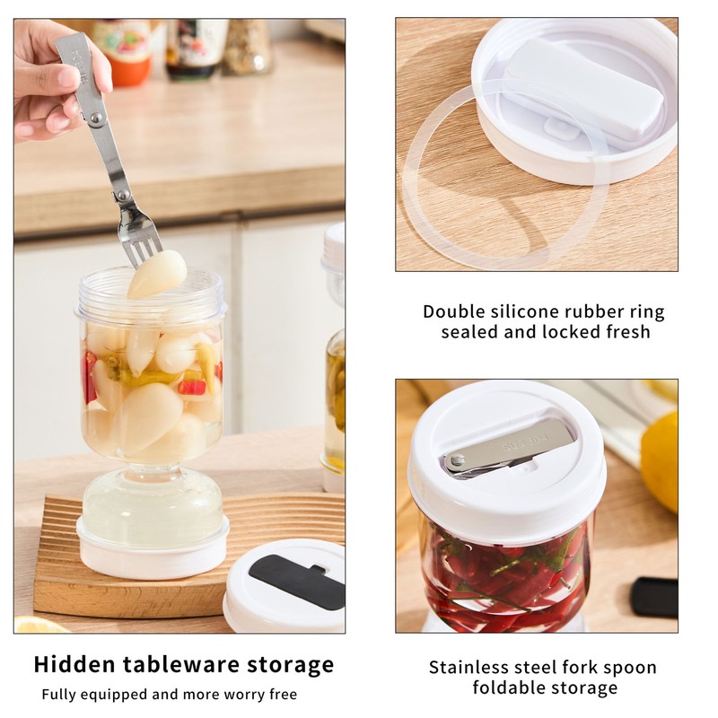 Pickles Storage Container Sealed Wide Mouth Design Dry Wet Separation