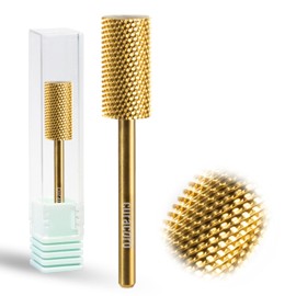 Curacoro Nail Drill Bits 3/32'' - Safe Smooth Stop Large Barrel Carbide Bit (Medium) for Professional Finish, Fast Remove, Refine & Smooth Acrylic or Gel Nails, Nail Art Pedicure Manicure Salon & Home