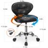 JOSTZHXIN Home Rolling Stool, PU Leather Rolling Chair with Back,