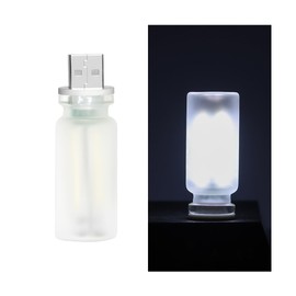 FALVFUN USB LED Car Interior Atmosphere Lamp, 5V Mini Retro Bottle Ambient Touch Control Decoration Night Light, Portable Plug-in Automotive Decoration Night Lamps, Universal Fit (Positive White)