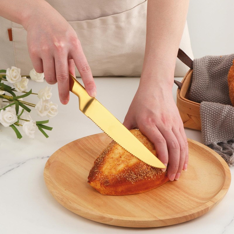 Buyer Star Steak Knife Set, 4-Piece Serrated Steak Cutlery Steak