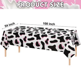 Tiamon 6 Pcs Pink Cow Print Tablecloth 108 x 54 Inch Cow Birthday Party Table Cloth Disposable Plastic Cow Print Table Cover for Disco Pink Cowgirl Birthday Decorations Supplies