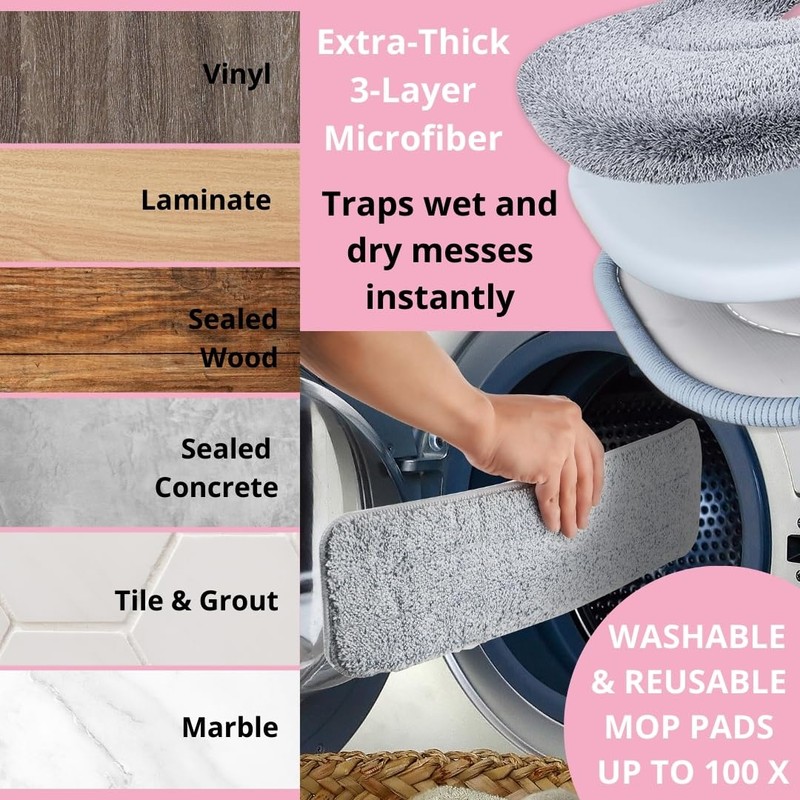 Heavy Duty Spray Mop for Floor Cleaning, Refillable Water Bottle,