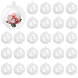KUKLIPJIM 80 Pcs 2.76 Inch Clear Acrylic Fillable Balls, Christmas DIY Fillable Ornaments Balls, Acrylic Ornaments Ball for Christmas, Holidays, Weddings, Parties, and Home Decor