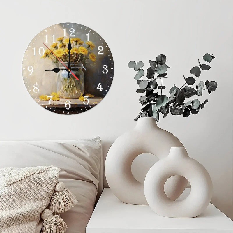 Luxury Custom Wood Wall Clock 25cm Square with Inlaid Detailssheet