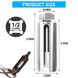 Car Oxygen Sensor Socket with Side Wire Cutout, 1/2" Drive by 7/8 Inch 6 Point Vehicles O2 Removal and Installation Tool, Auto Oxygen Sensor Wrench Removal Tool, Universal Fit (8MM/Silver)