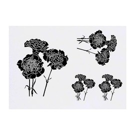4 x 'Carnation Flowers' Temporary Tattoos - Water Resistant, Skin-Safe, Non-Toxic Transfers, Mixed Sizes (TO00060378)