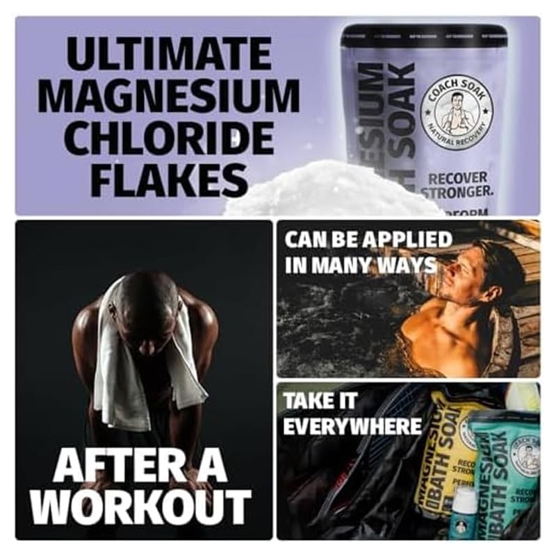 3 Pack Bundle: Coach Soak Recovery Bath Soak, Epsom Salt