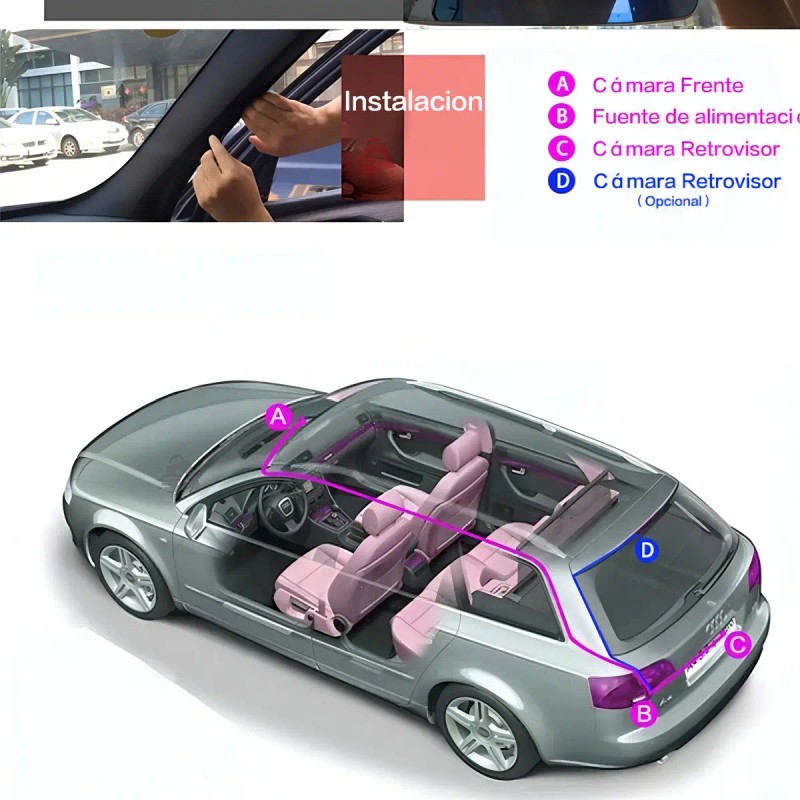 Camara Espejo Retrovisor Frente Y Trasera Auto Full Hd Dvr