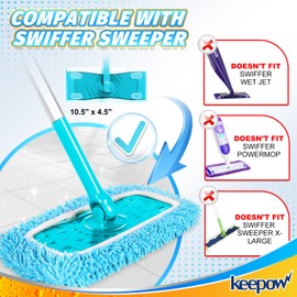 KEEPOW Pack of 4 Microfibre Wet Pads Compatible with Flash Speed Mop