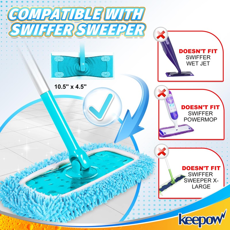KEEPOW Pack of 4 Microfibre Wet Pads Compatible with Flash