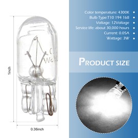 Zigeiya 10 PCS T10 Car Brake Lights, 168 192 12V 5W Instrument Lights Width Lights, Waterproof High Brightness Side Light, Universal for Most Cars (White Light)