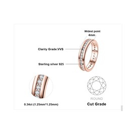 JewelryPalace Women's Wedding Rings Ring 925 Silver Cubic Zirconia Silver Rings Wedding Rings Proposal Ring Proposal Ring Memo Ring Eternity Ring Set Women's Jewellery Rose Gold Gold, Gemstone, Cubic