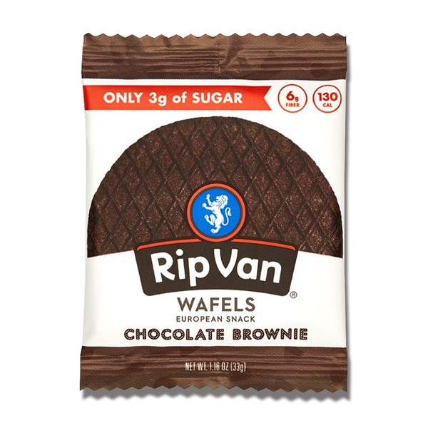 Rip Van Wafels Chocolate Brownie Stroopwafels - Healthy Snacks - Non GMO Snack - Keto Friendly - Office Snacks - Low Sugar (3g) - Low Calorie Snack - 12 Pack