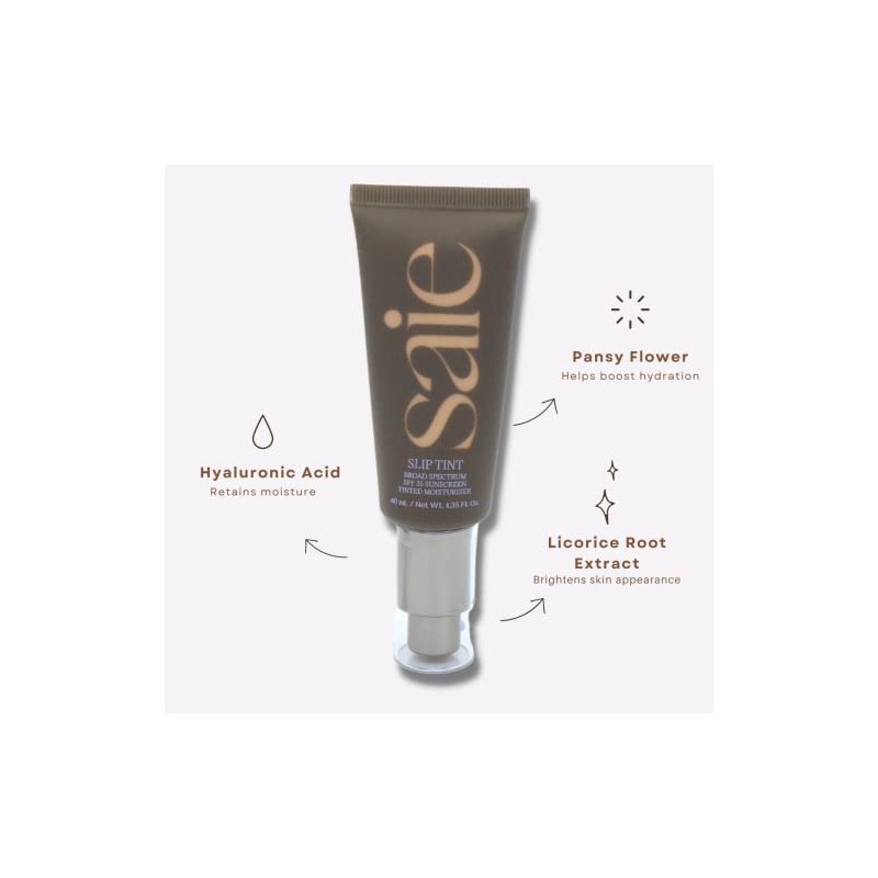Saie Slip Tint Broad Spectrum SPF 35 Sunscreen Tinted Moisturizer