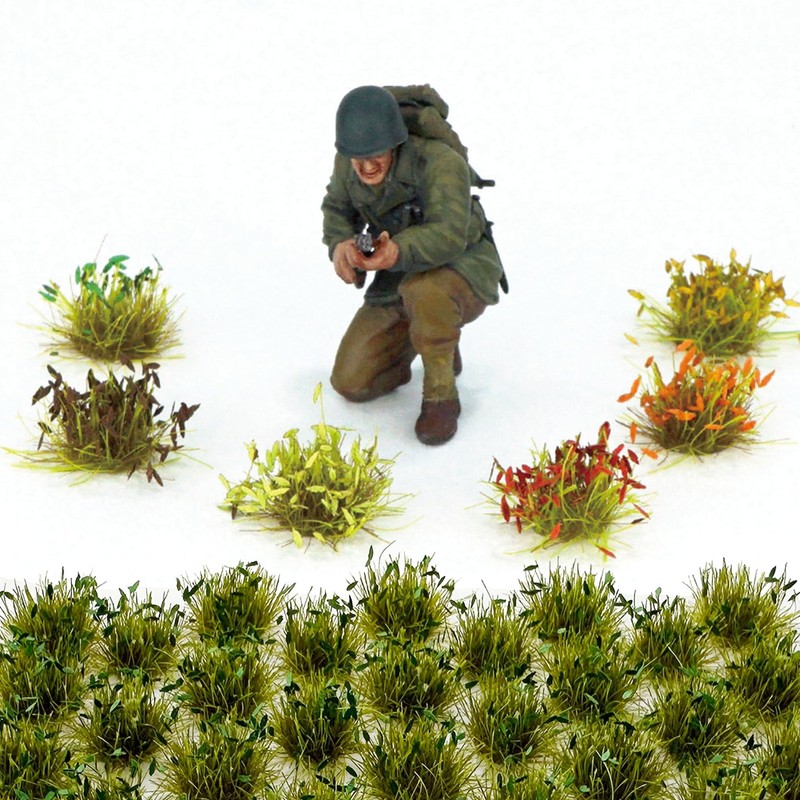 Woohome 32 PCS Miniature Grass Cluster, Field Green Static Grass