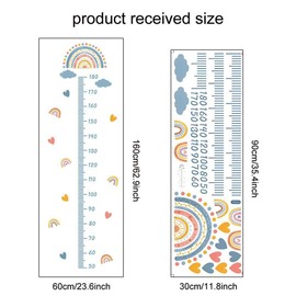 Children's Height Chart Baby Height Chart Size Meter Children and Baby Rainbow Altimeter Children's Measuring Bar Wall Decoration Wall Picture Wall Sticker for Children's Room 180 cm (Blue)
