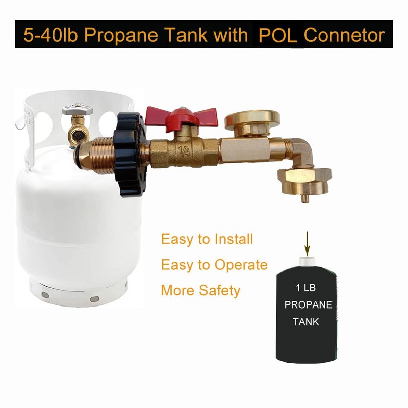 HHXS Pol Propane Refill Elbow Adapter with Propane Tank Gauge,90