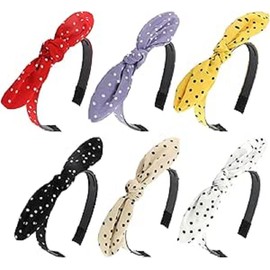 6 Pack Headbands for Women Round dot Bow Headbands Cute Headbands with Bow for Girls Knotted Headbands with Teeth, Hair Accessories for Women (Style, One size)