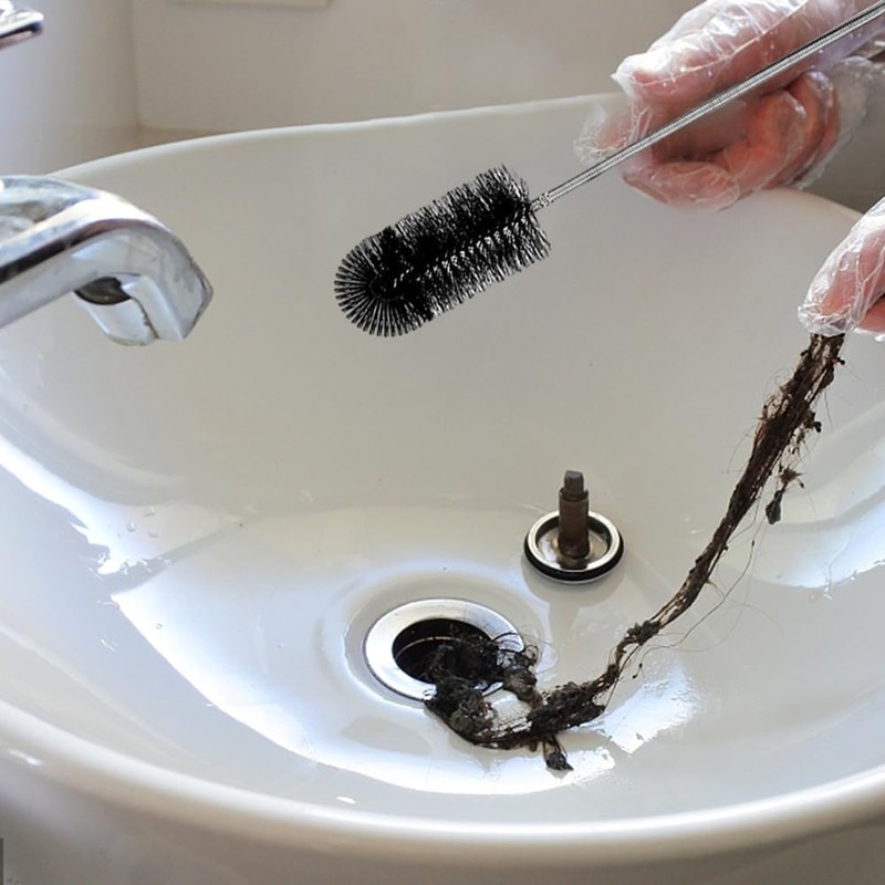 2Pack Flexible Double‑Ended Drain Brush Set, 17.7"+61" Tube Cleaner