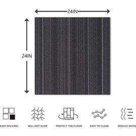 ALTRUISTIC Heavy Duty Commercial Carpet Tiles 24" x 24", 18 Pcs/72 sq ft (FlexLok tabs Included),Non-Slip Soft Square Carpet Floor Tile for Office Bedroom Living Room Kitchen Garage Gym (Black)