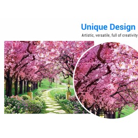 Funnytree 118" x 95" Spring Backdrop Flower Tree Garden Path Landscape Background Wedding Baby Shower Birthday Party Decor Banner Supplies Studio Photography Photo Booth Prop Gift