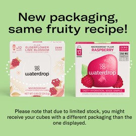 Waterdrop Hydration Cubes, Elderflower & Lime Blossom, Vitamin C, E & Potassium, On The Go Water Enhancer Drops for Still & Sparkling Water, Low Calorie, Zero Sugar, Gluten Free, Non GMO, Vegan, 48 CT