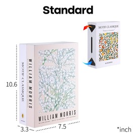 Book Shape Decorative Cable Management Box - Expandable Cable Organizer Box with Magnetic Closure for Home & Office (William Morris, Standard)