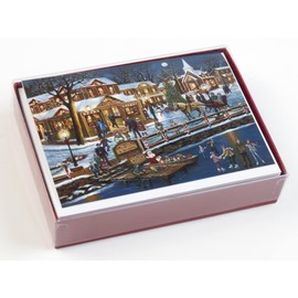 Box of Christmas Village Christmas Cards - 15 Cards & 16 Foil Envelopes