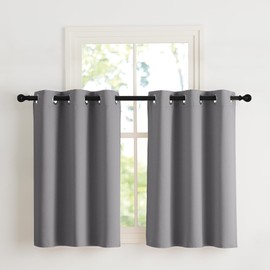 NICETOWN Net Curtains 90 cm High Curtains Grey Opaque Window Curtain Short Blackout Curtains with Eyelets Short Curtains Kitchen Curtains Window Curtains Modern Thermal Curtain 2 x H 90 x W 107 cm