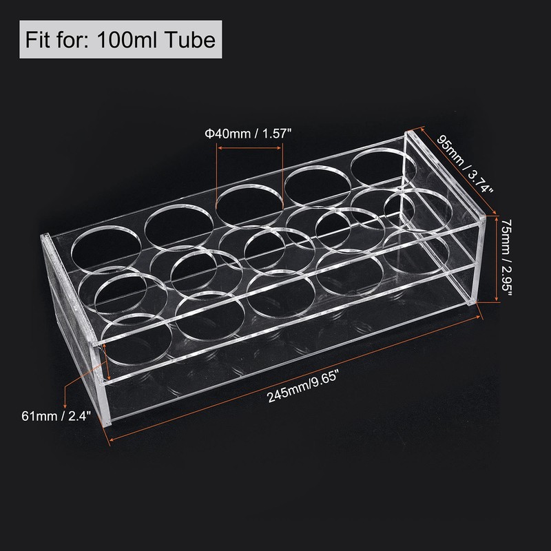 sourcing map 10-Well Acrylic Test Tube Rack Holder Lab Stand