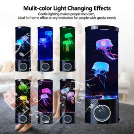Jellyfish Lamp with Speaker, Multi-Colored Led Jellyfish Lava Lamp Home Office Birthday Decor, USB Jellyfish Tank Aquarium Mood Night Light, Ideal for Kids Adults Women Friends