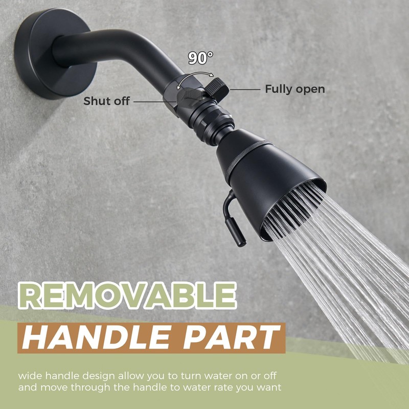 Aomasi Shower Head Valve Shut- off, Matte Black Flow Restrictor