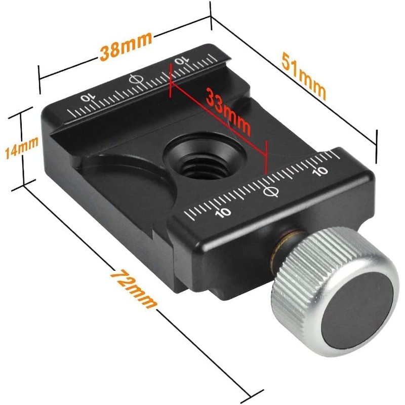 DC-38 Clamp for Camera Quick Release Plate Adjustable Solid Aluminium