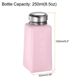 sourcing map 3pcs Solvent Alcohol Dispensers 250ml(8.5oz) Push Down Liquid Dispenser Pump Bottle with Sealing Stainless Steel Lid for Acetone Solution, Pink