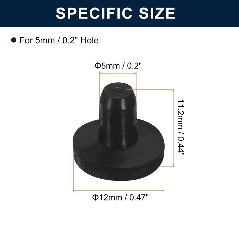 sourcing map 20 Pieces Black Rubber Stopper, J5 Waterproof Plug