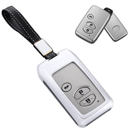 Toyota Key Case, Smart Key Case, Key Cover, Aluminum, Alloy, 3 Buttons, Toyota, Dedicated Keychain, Key Case, Silver