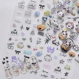 Nail Art Cat Nail Cute Cat Drawing 2 / 네일아트 고양이네일 귀욤 고양이 드로잉 2종